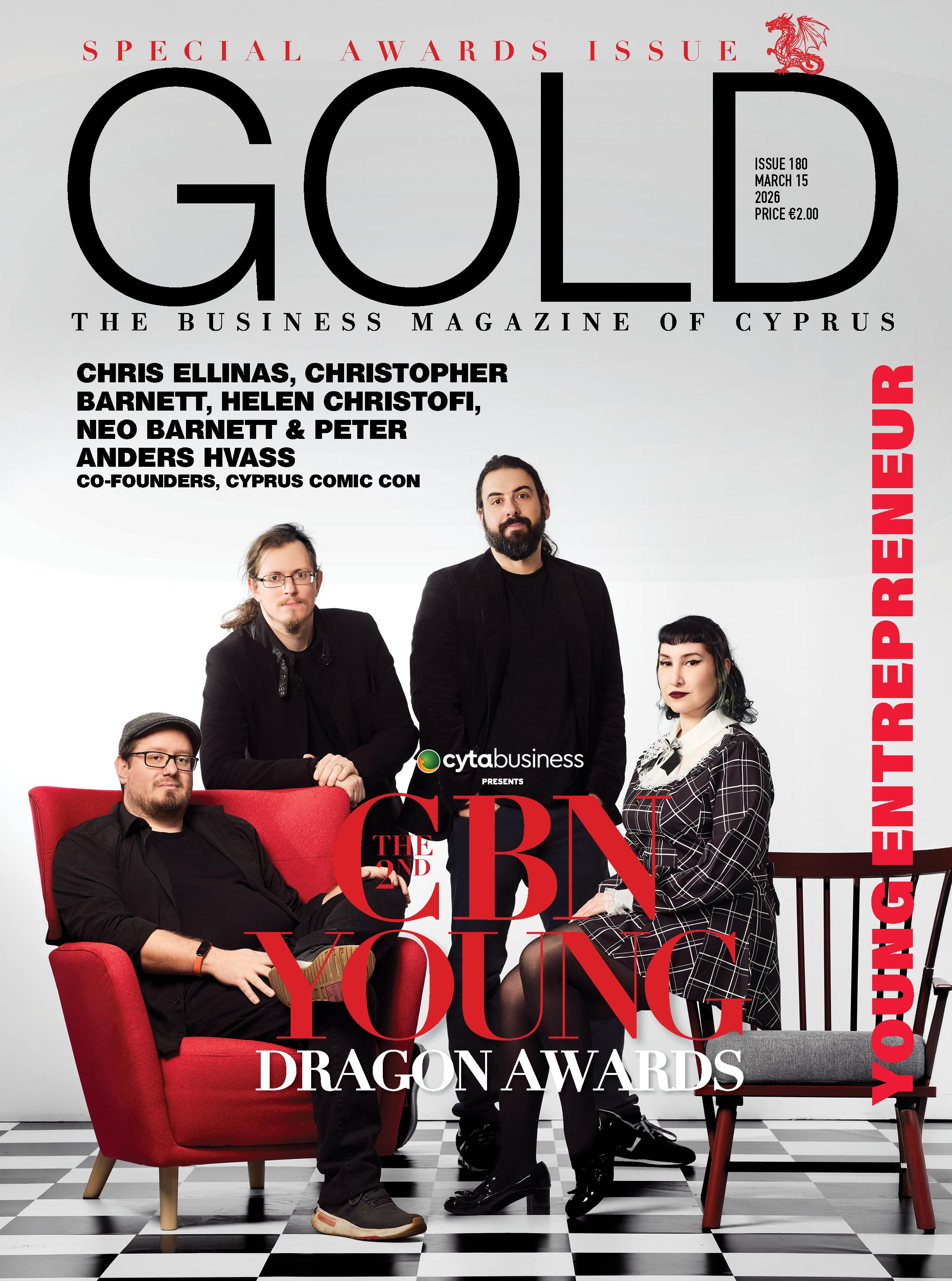 Gold magazine special awards issue featuring the Cyprus Comic Con team for the Young Dragon Awards